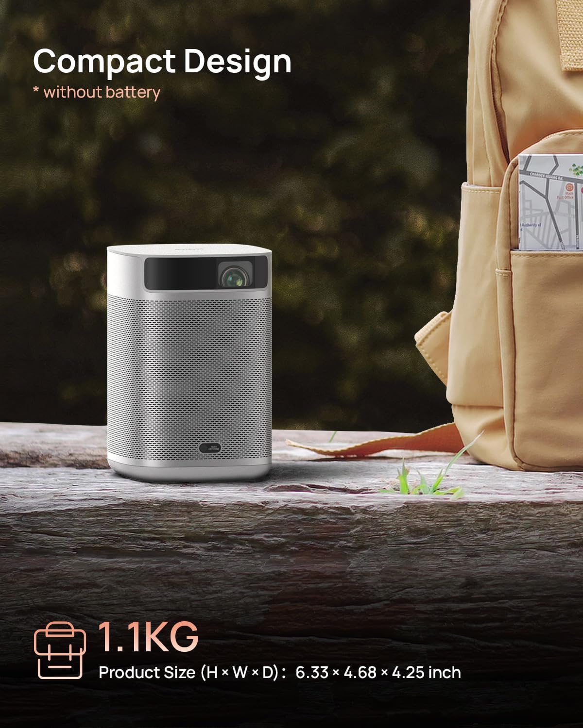 XGIMI MoGo 2 Portable Projector, Mini Projector with Wifi and Bluetooth, 400 ISO Lumens Movie Projector, Android TV 11.0, 2X8W Speakers, Auto Focus, Object Avoidance, and Screen Adaption