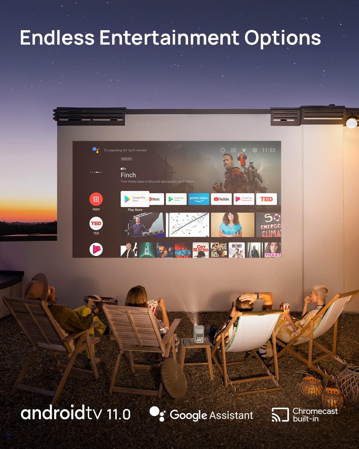 XGIMI MoGo 2 Portable Projector, Mini Projector with Wifi and Bluetooth, 400 ISO Lumens Movie Projector, Android TV 11.0, 2X8W Speakers, Auto Focus, Object Avoidance, and Screen Adaption