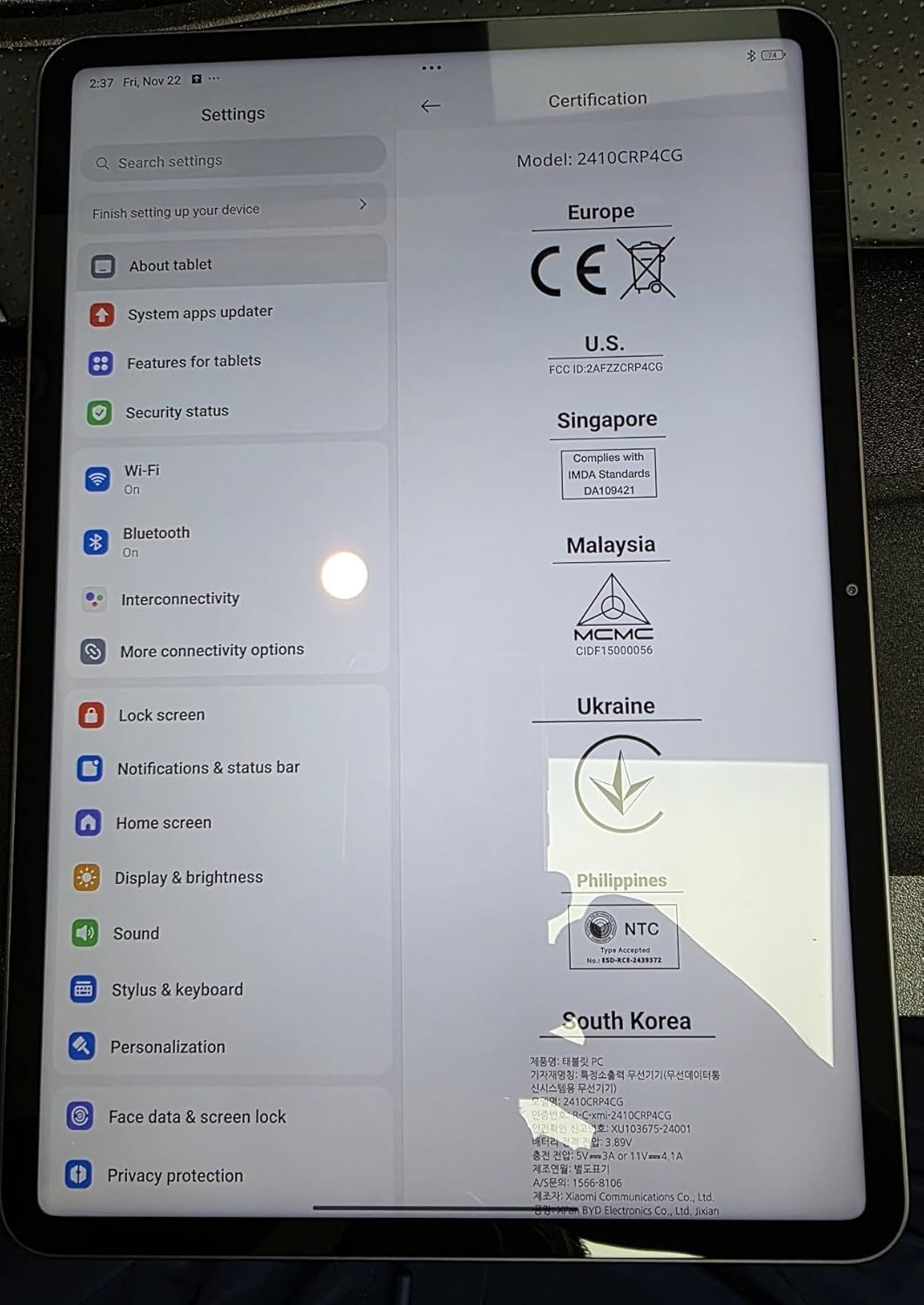 Xiaomi Pad 7 Ai WiFi Version Global (No Calls or Text) 11.2 inches 3.2K 144Hz 8850mAh Bluetooth 5.4 Four Speakers 13 Mp Model 2410CRP4CG (Gray, 256GB + 8GB)