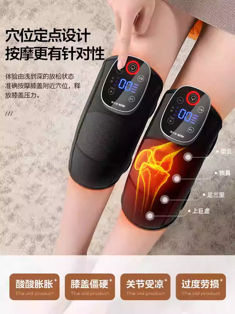 Aux knee massage instrument Electric heating kneepad heating warm elderly cold legs joints wormwood hot compress artifact (Two packs)