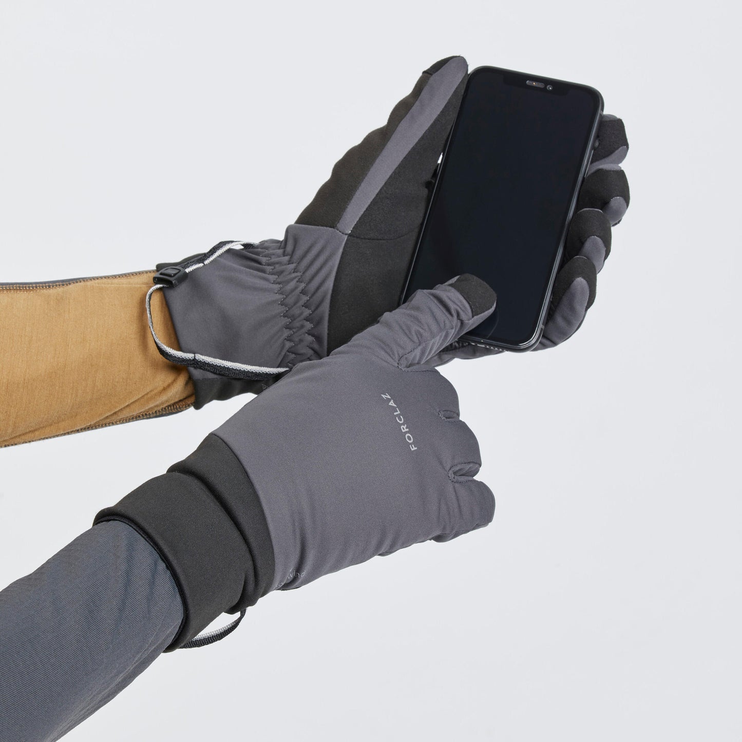 Adult Windproof Touchscreen Hiking Gloves - Grey