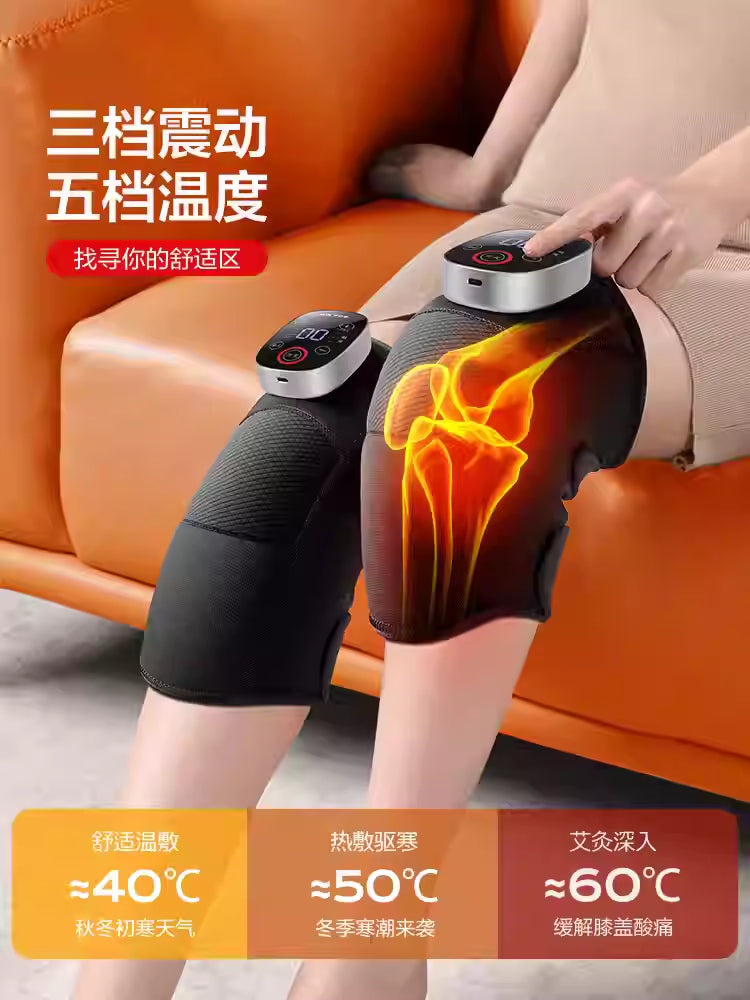 Aux knee massage instrument Electric heating kneepad heating warm elderly cold legs joints wormwood hot compress artifact (Two packs)