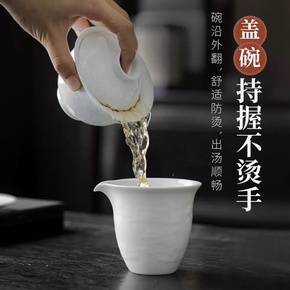 Jingdezhen tea set, ceramic cover bowl, tea cup, teapot, household high-end luxury gift box, official new style