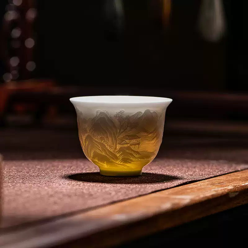 Jingdezhen tea set, ceramic cover bowl, tea cup, teapot, household high-end luxury gift box, official new style