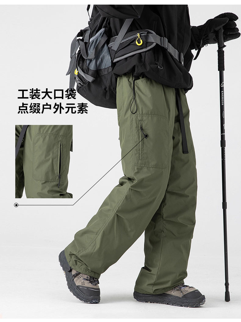 Charge down pants, men's hiking pants, 2025 winter new outdoor waterproof casual wear-resistant skiing overalls