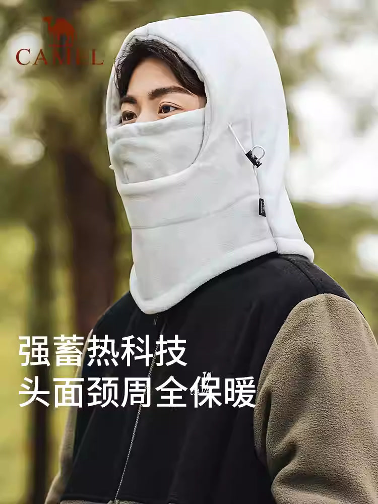 Camel Unisex Balaclava Hat Winter Fleece-Lined Windproof Cold-Proof 2-in-1 Warm Hat & Scarf